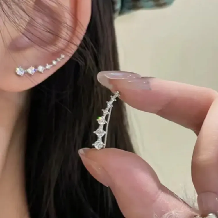 铜合金耳饰  流星坠落春夏七芒星两戴小众耳钉少女风简约百搭耳挂