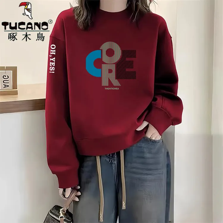 啄木鸟纯棉长袖卫衣小众女装洋气复古时尚韩系宽松显瘦减龄上衣潮