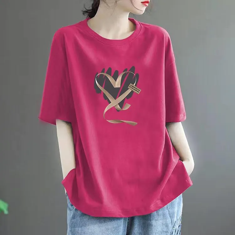 〖送运费险〗100%棉短袖T恤女夏大码200斤显瘦宽松半袖韩版休闲上