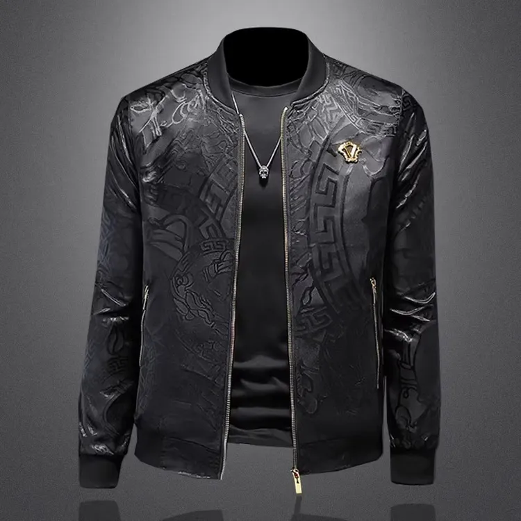 LEROLEHAR春季新款男士修身夹克外套提花薄款休闲棒球服欧洲站