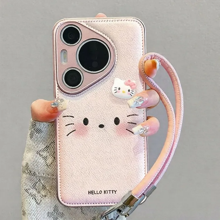 腮红立体凯蒂适用华为pura80pro手机壳带挂绳新款pura70时尚可爱