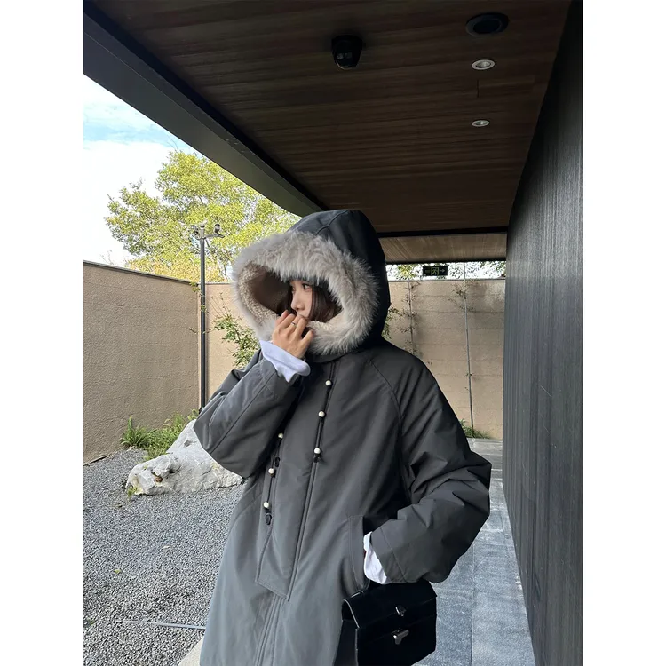 DYANGJUN【暖炉派克】毛领连帽中长款派克服外套