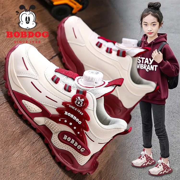 巴布豆小白鞋女童鞋子2025新款秋季皮面儿童公主老爹鞋女孩运动鞋