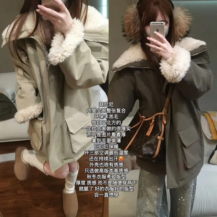 【大大派克】超厚厚内胆毛工装外套冬天直接冲保暖上衣女25920