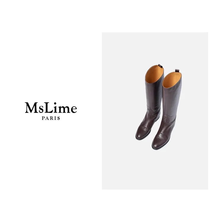 王嬛嬛MsLime新款 头层牛皮显瘦藏肉马术时尚靴 HD2D0021