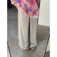 晶咕佳佳【珍珠奶茶】全腰松紧带抽绳秋冬软糯阔腿长裤舒适高腰