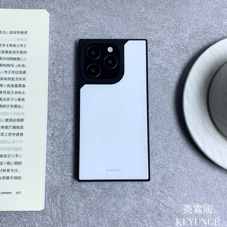 「几何独白」新中式适用于苹果16promax/15pro高级感手机支架白色