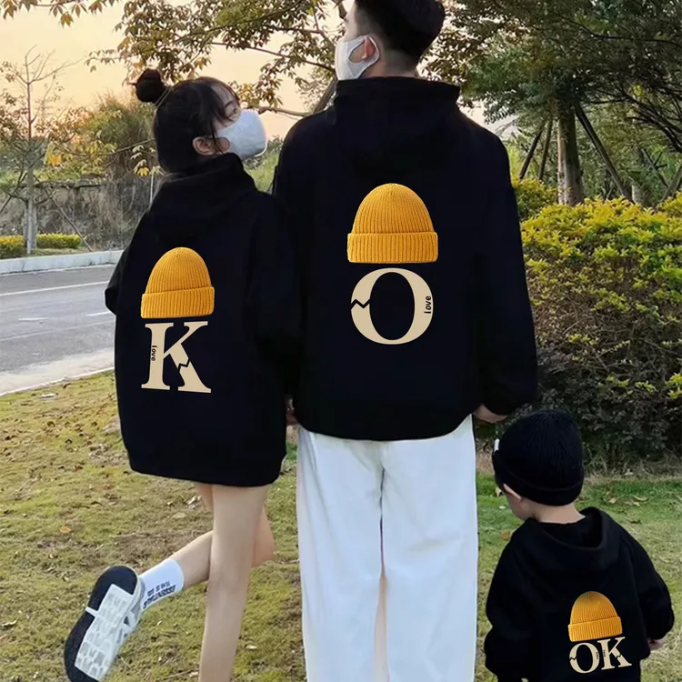 亲子装一家三口四口母女款秋季高级感高质量超火ins春秋儿童卫衣