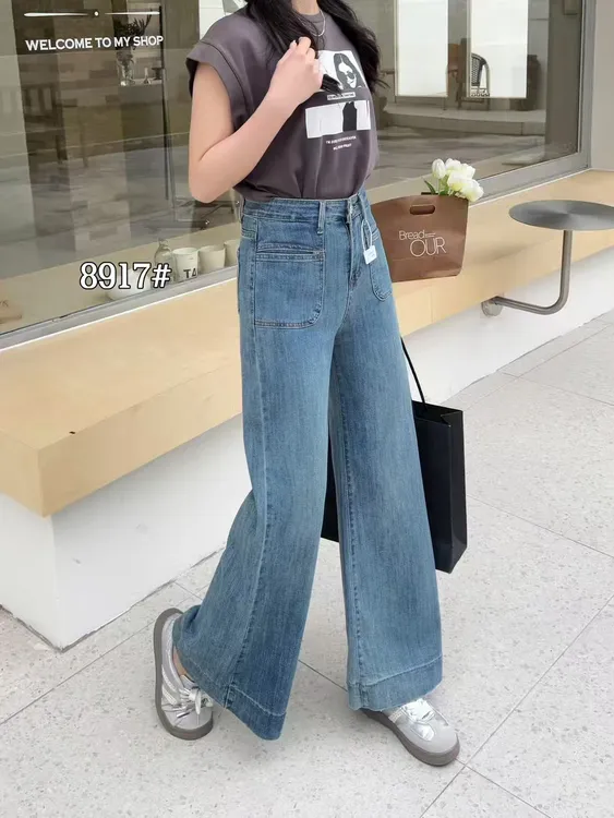 【阔腿裤】#8917夏季薄款女装牛仔裤高腰宽松九分百搭时尚休闲