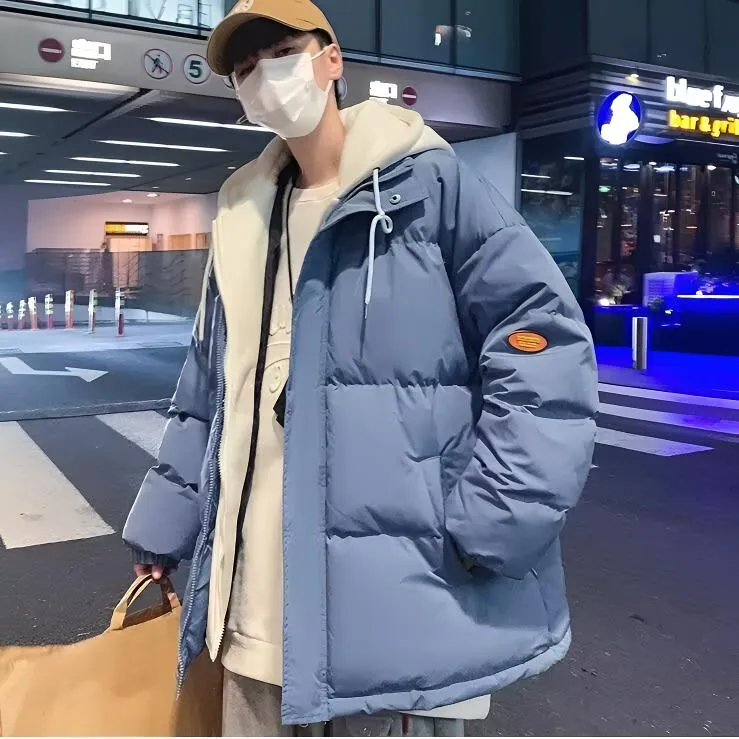 长袖厚款宽松型棉衣晋江男士棉服加绒棉服港风情侣棉服男款冬季