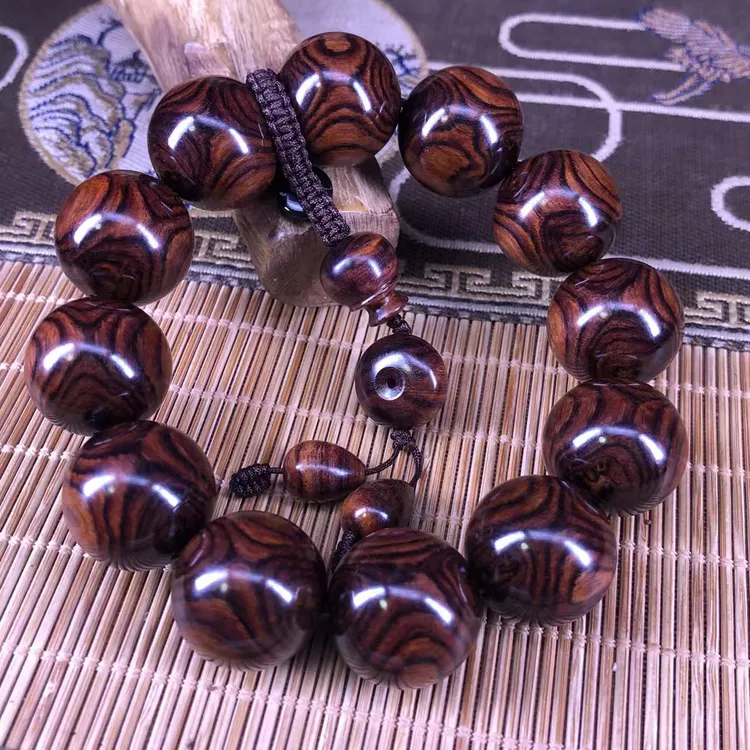 海南黄花梨油梨大黑线对眼鬼眼X纹2.0精品高货手串