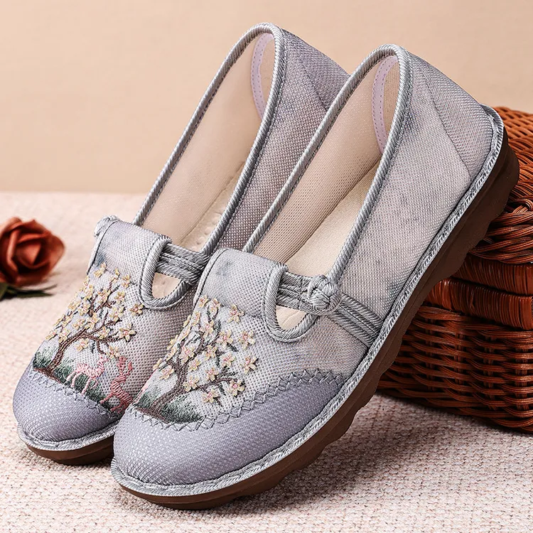 鞋子百搭夏季新款飞织透气休闲鞋中老年妈妈鞋一脚蹬懒人鞋舒适