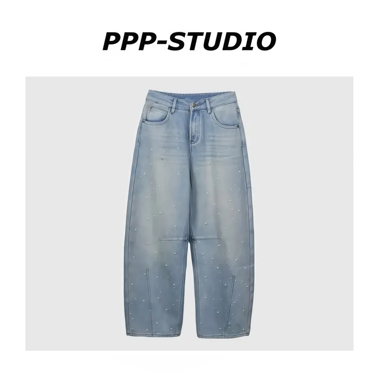 『PP-STUDIO』冬季新款时尚百搭小众设计款烫钻中式裤子*20253735