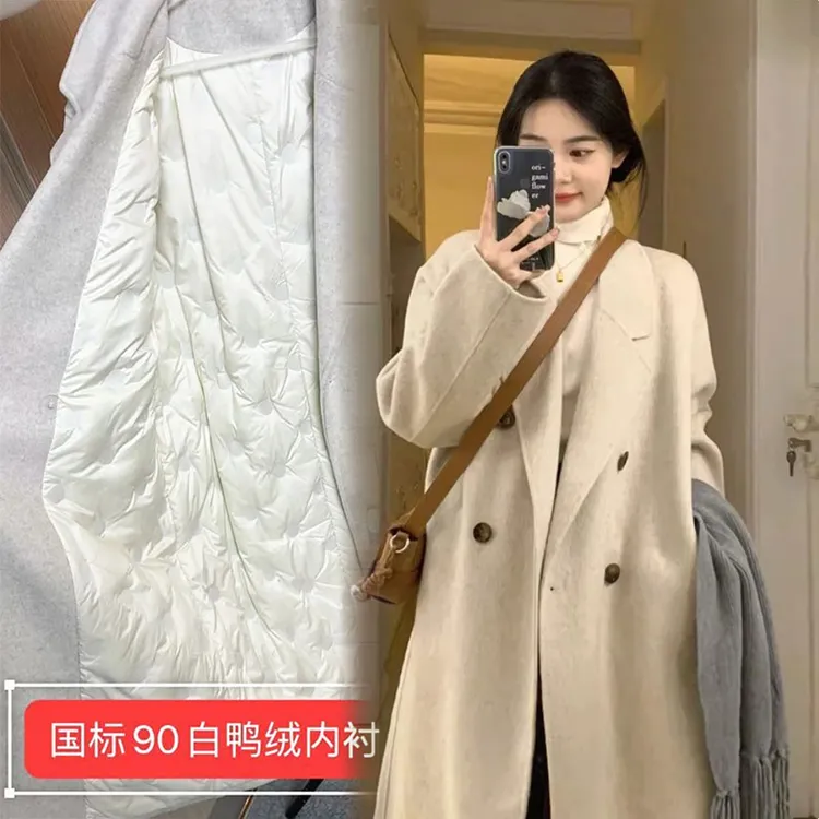 2025中长款毛呢外套女春秋冬季高级感小个子名媛港风风衣呢子大衣