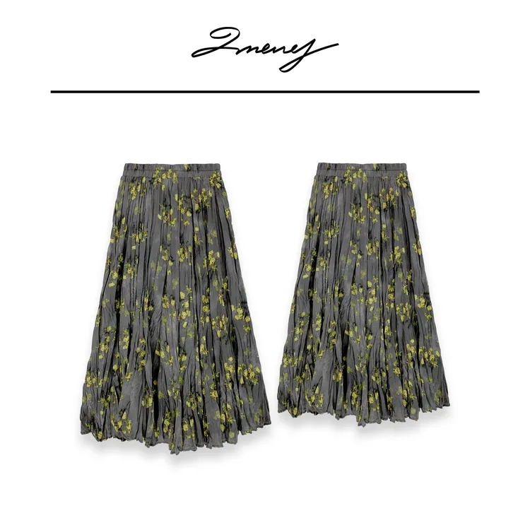 LMENY花间漫游~立体不规则压褶碎花半身裙25AQ015