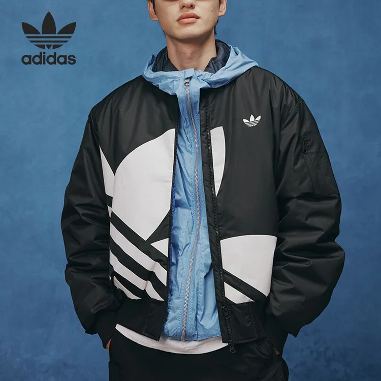 Adidas/阿迪达斯正品三叶草男女复古立领运动夹克外套JL8380