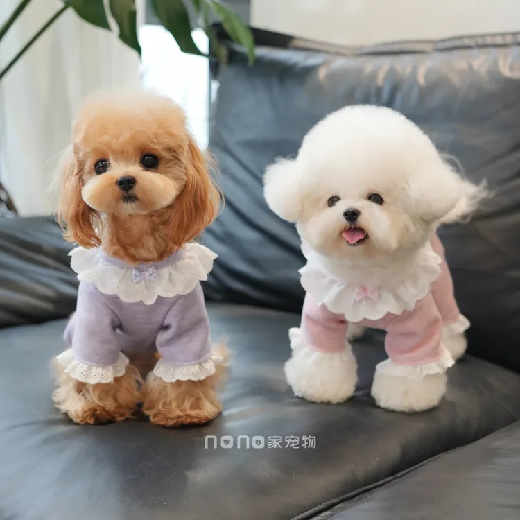 小狗狗衣服秋冬新款绵羊绒花边四脚包肚衣宠物比熊猫咪保暖护肚服