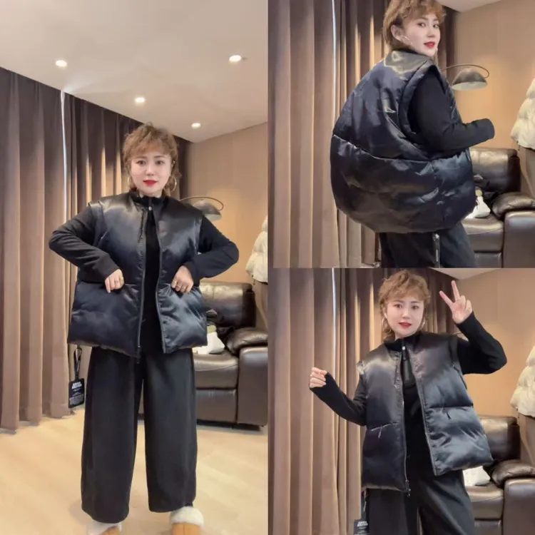 欧货高级感气质圆领棉马甲女龟背设计无袖外套（210斤之内可穿）