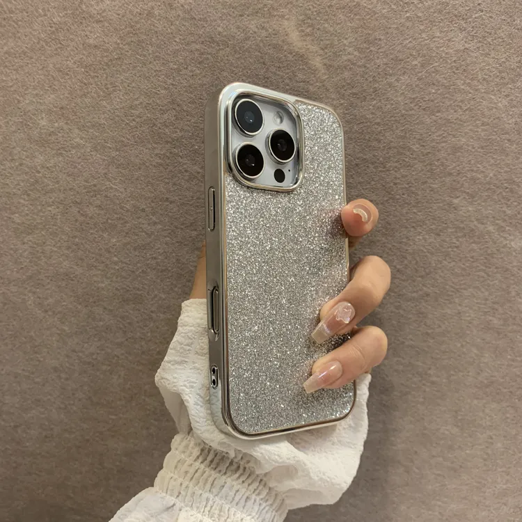 电镀闪粉磨砂适用苹果16promax手机壳高级感iPhone15pro防摔13/14
