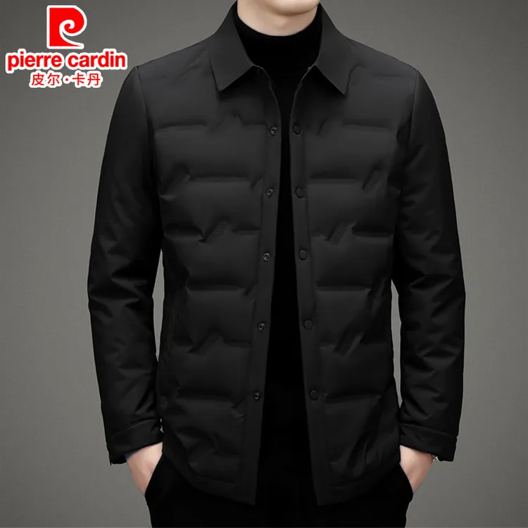 皮尔卡丹男士秋冬季90轻薄翻领夹克高端休闲中年夹克外套时尚保暖