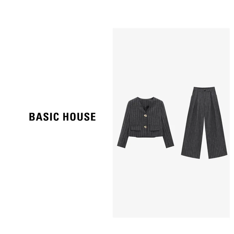 Basic House/百家好早秋气质慵懒风时尚设计显瘦套装B0625B5JSZ2