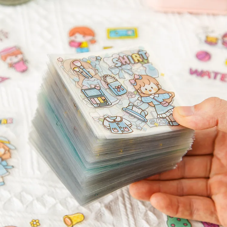 100張散装手帐贴纸卡通PET防水贴纸装饰素材手机水杯diy小贴画