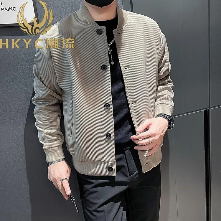HKYC斜纹棒球领飞行员夹克外套男装春秋新款休闲上衣痞帅潮牌茄克
