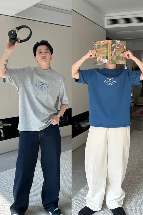 DNOCAT【复古色系】小领口简约设计美式休闲重磅短袖T恤
