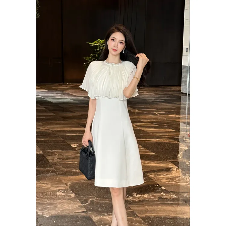 YUANBAO【云纾·Yun】肩膀可拆卸夏季法式小个子气质新款爆款连衣裙