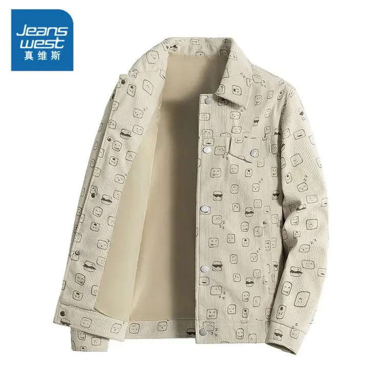 Jeanswest/真维斯男士2025新款秋冬款加棉加厚夹克时尚百搭上衣男