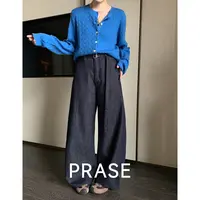 PRASE·噜【长腿牛仔】微胖棉半松紧高腰显瘦腰带牛仔弯刀裤PR510S77