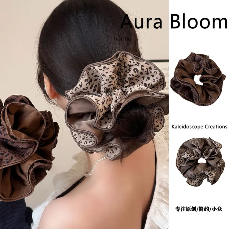 秋冬豹纹美拉德气质大肠发圈复古豹纹四层大肠发圈百搭简约发圈