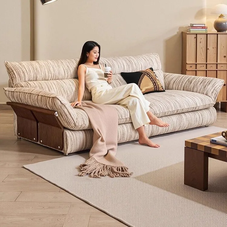 沙发棉麻布艺沙发可全拆洗客厅2025年新款中古风慵懒亚麻布艺沙发