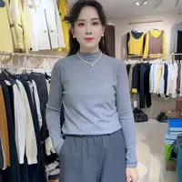 娟儿家针织常规长袖T恤轻职风半高领女士