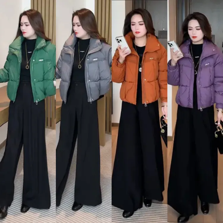 时尚休闲百搭立领棉服女2024年冬季新款小个子夹棉加厚53015