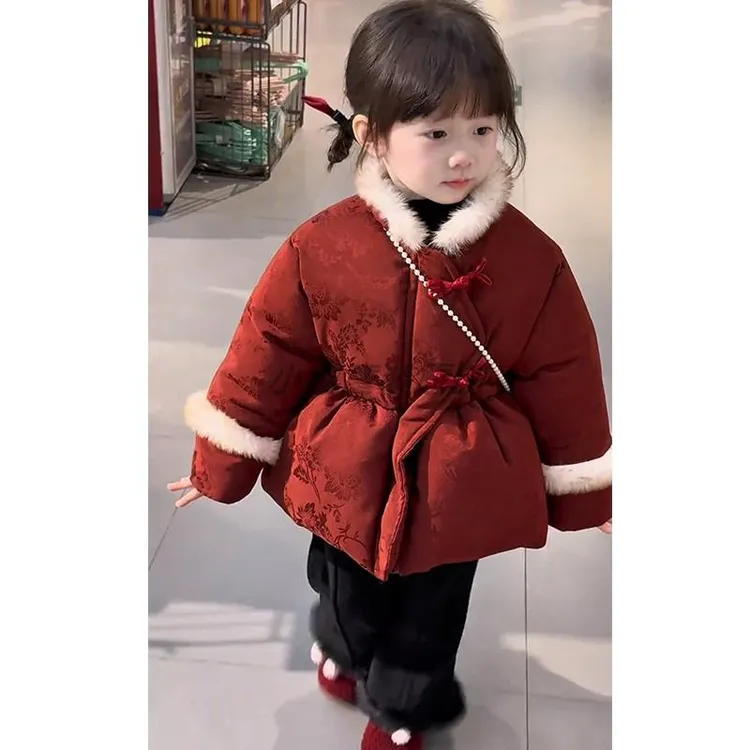 2025棉服棉衣新款小童加厚国风儿童洋气保暖宝宝拜年冬季外套冬装