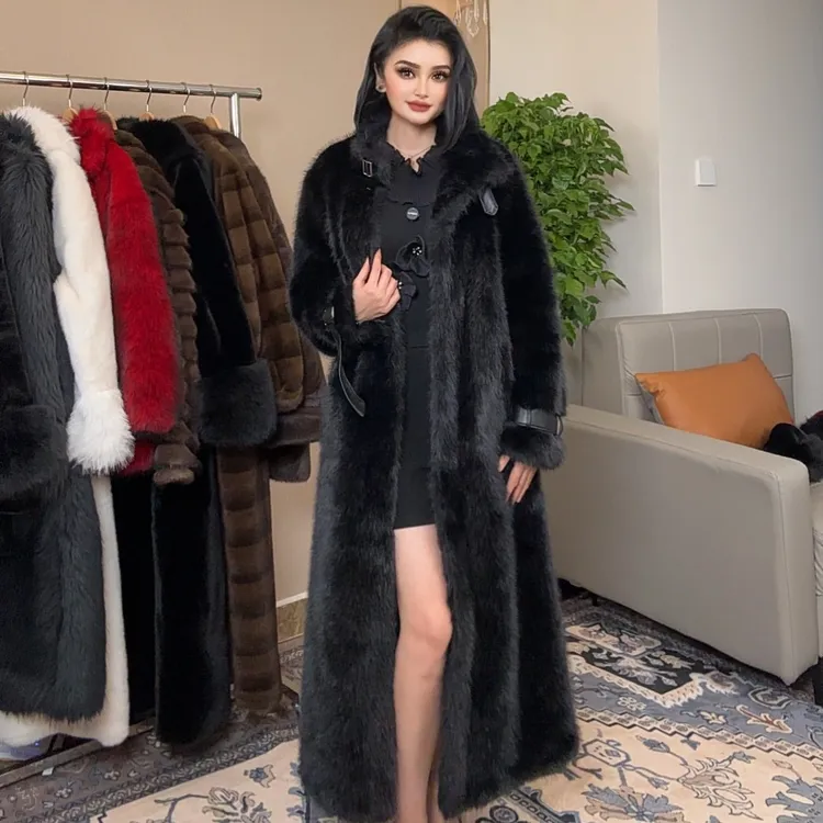 人造皮草 冬季欧美高贵气质长款皮草