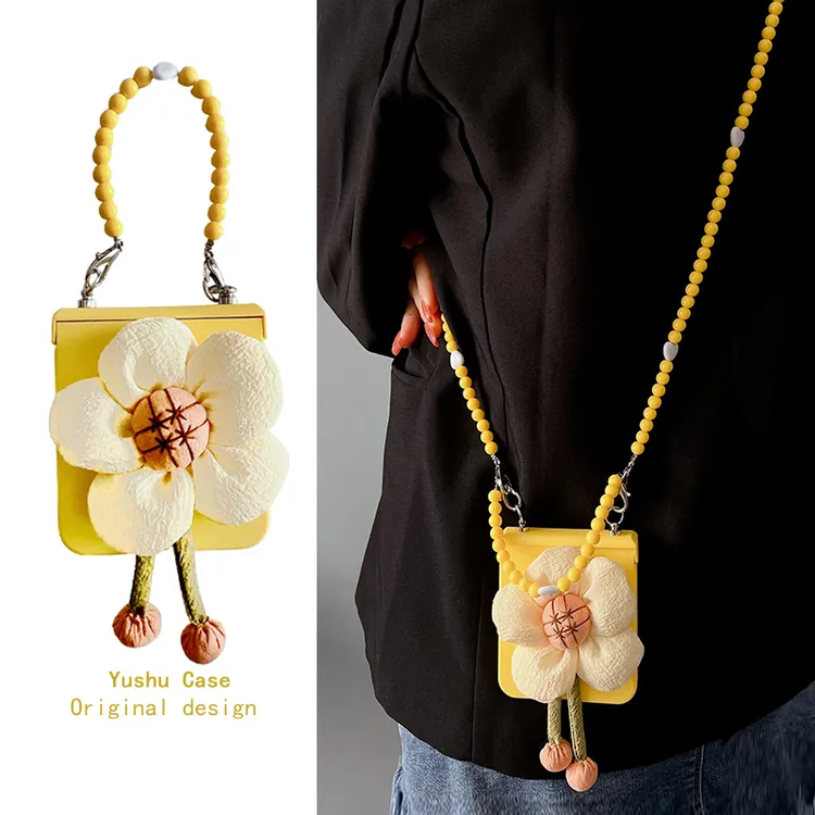 适用pocket2手机壳向日葵珍珠斜挎华为p50/s/purax 小米mixflip2