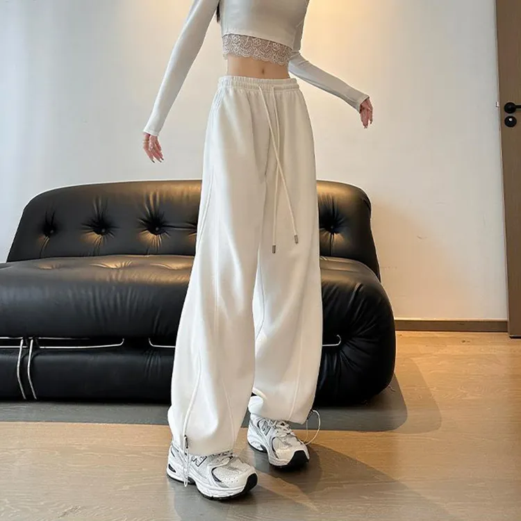 动感少女秋冬新款宽松运动裤女美式香蕉裤高腰垂感直筒窄版阔腿裤