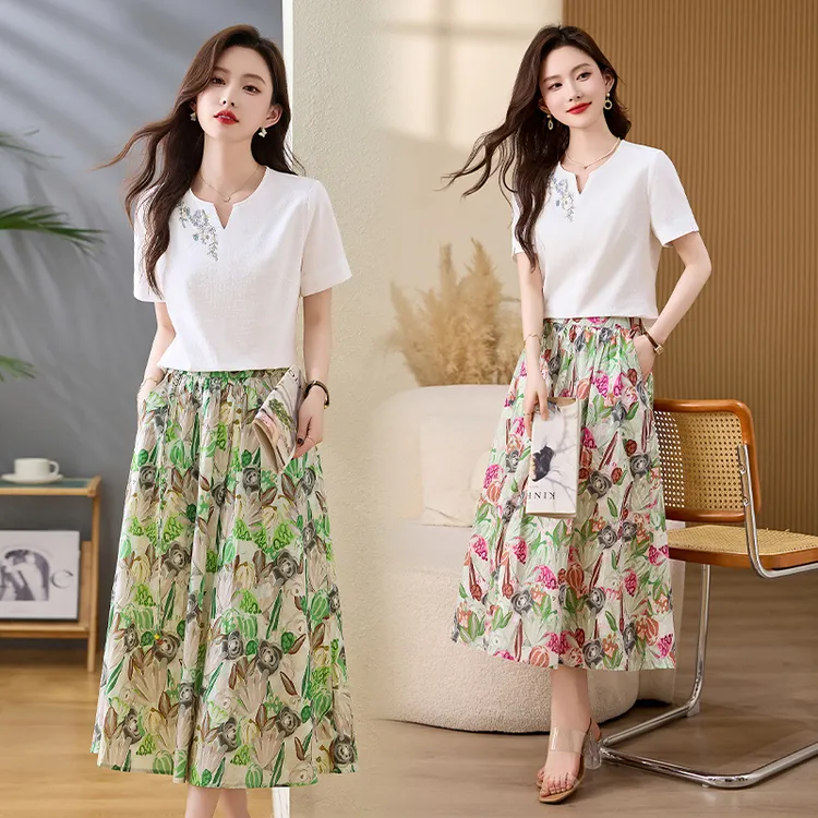 时尚两件套连衣裙女夏季2025新款高级感气质洋气减龄显瘦套装裙子