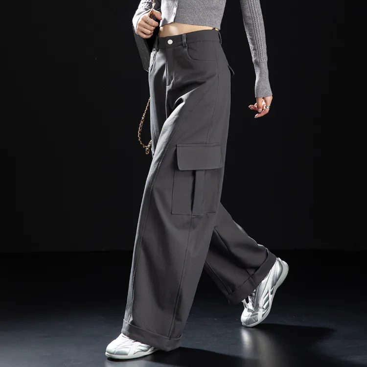 高街弯刀休闲裤女款爆款2025新款工装裤女又酷又飒大口袋直筒长裤