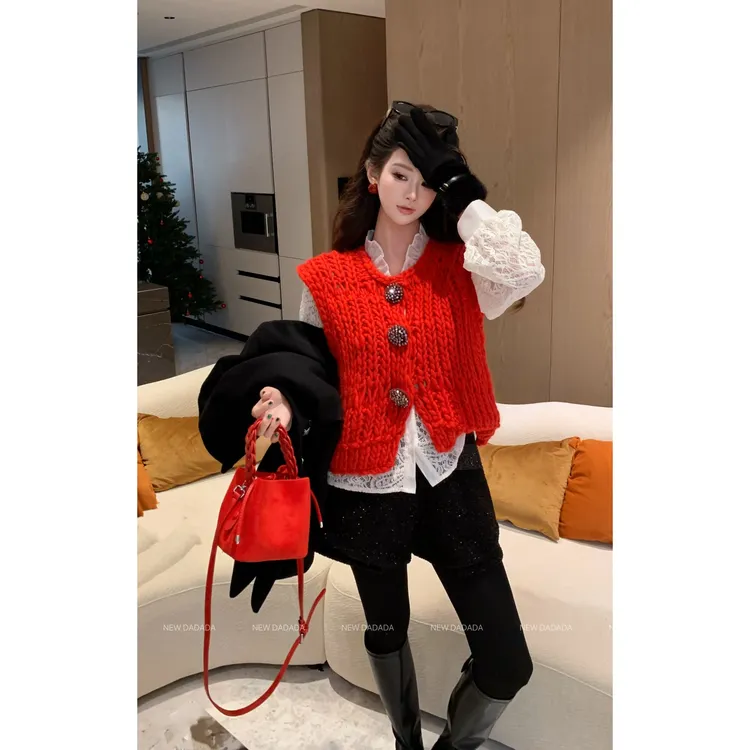 利达 NEW DADADA【闪钻粗棒针】高级感休闲百搭针织马甲DGM4343