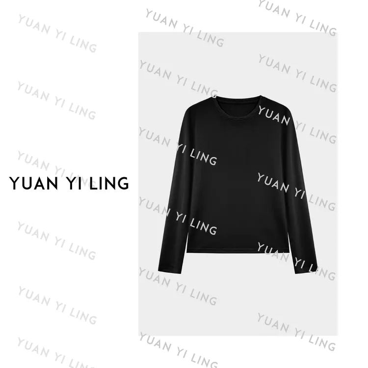 袁艺灵【简约艺术】25秋冬兰精天丝设计感扭结圆领正肩长袖T恤9174