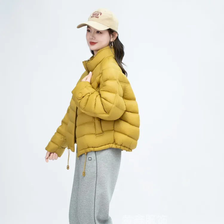泡芙排骨羽绒服女短款2025新款韩版宽松小个子冬季90白鸭绒厚外套