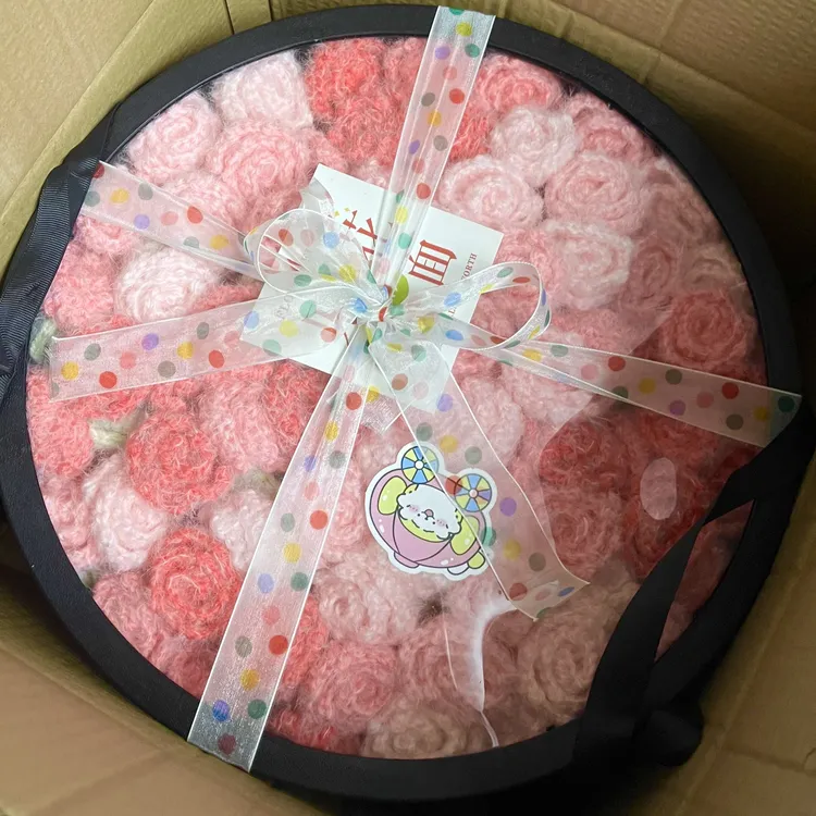 长绒绒粉渐变玫瑰花束毯子成品礼盒装渐变色花束玫瑰花束毛毯送礼