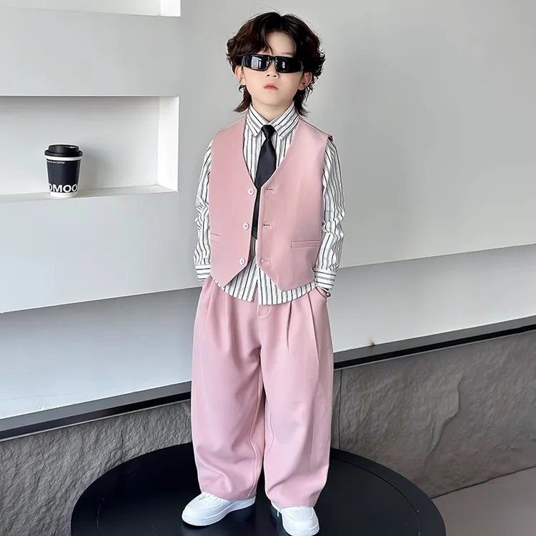 夏季男童西装礼服2025小少爷西服花童生日衣服六一儿童主持演出服