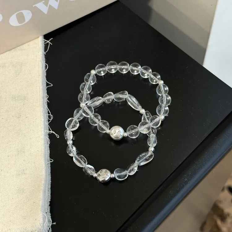 925银手链 原创设计时尚简约百搭气质女异形白水笑脸银手链3#3928