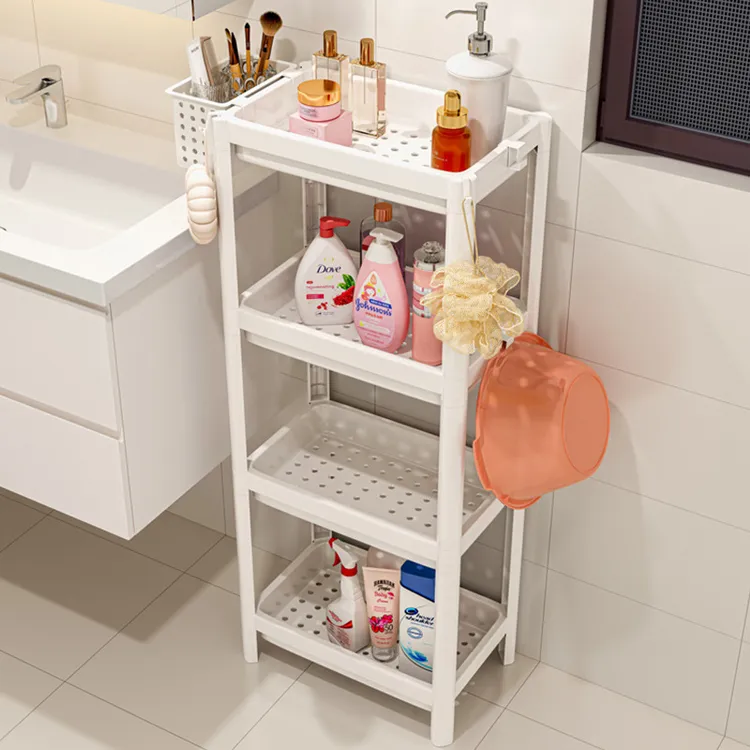 浴室卫生间置物架多层塑料收纳架厕所洗手间夹缝架子落地式脸盆架