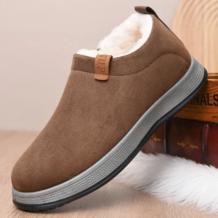 2025冬季新款老北京棉鞋加绒加厚潮流爸爸鞋一脚蹬防滑雪地靴男