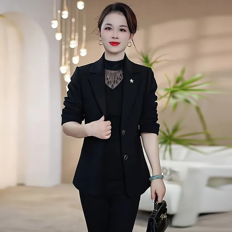 【莫瑞定制】黑色小西装外套女2025年秋装气质修身百搭职业西服上衣